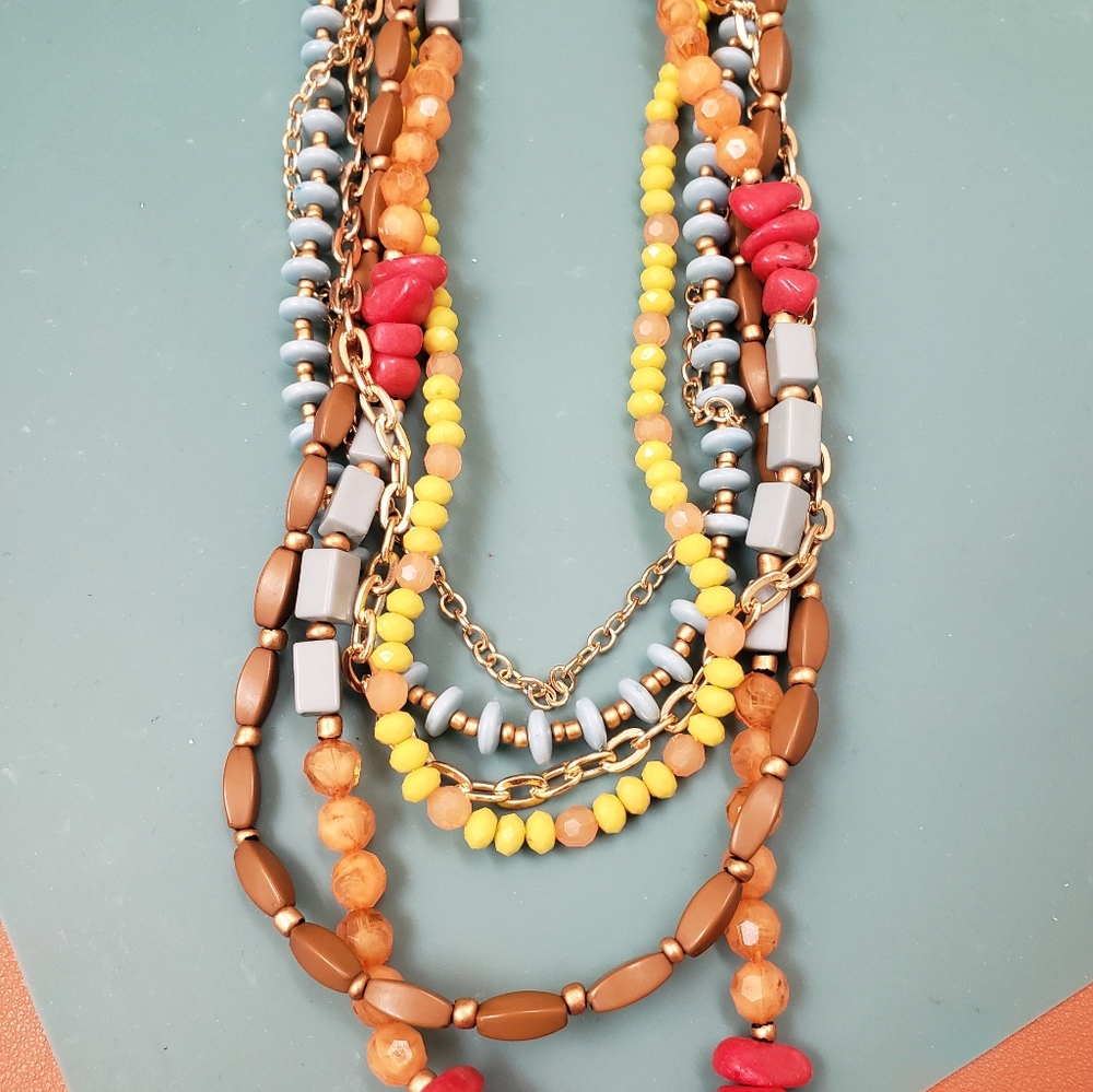 Multi Layer, Multi Strand, Multi Color Beaded Gem… - image 8
